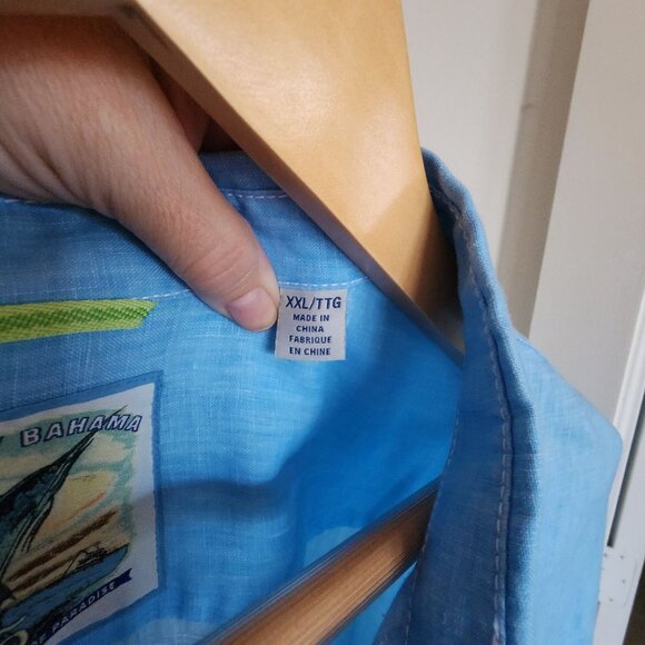 Tommy Bahama 25th Anniversary Mens XXL Button-Up Shirt - Blue Linen - Picture 3 of 4